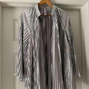New Years Eve Pleated Lamé Savage Fenty Spaced Out Metallic Silver Open Top